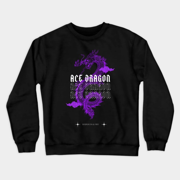 Japanese Aesthetic Ace Pride Purple Dragon Crewneck Sweatshirt by LazyBunny